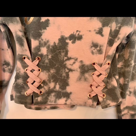 Girls Justice Active Lace Up Sweatshirt Crop Top - Picture 3 of 4